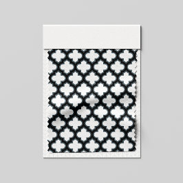 白と黒のトレリス、ラティス、クローバー ファブリック