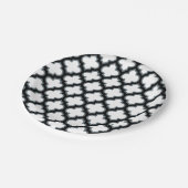 白と黒のトレリス、ラティス、クローバー ペーパープレート (アングル)