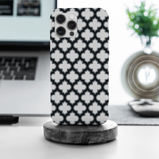 白と黒のトレリス、ラティス、クローバー Case-Mate iPhoneケース