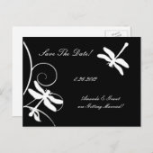 白と黒のトンボは日付を保存 案内ポストカード (正面/裏面)