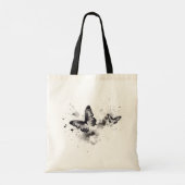 白と黒のトートバッグに蝶のスプラッシュ トートバッグ (裏面)