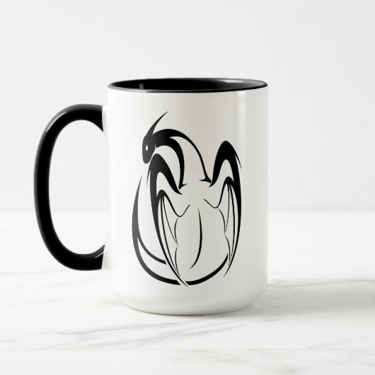 白と黒のドラゴンの輪郭 マグカップ (左)