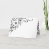 白と黒のドードルの花の写真 カード (裏面)