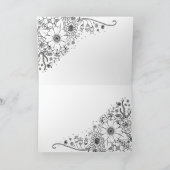 白と黒のドードルの花の写真 カード (内部)