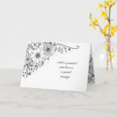 白と黒のドードルの花の写真 カード (黄色い花)