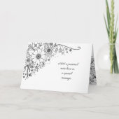 白と黒のドードルの花の写真 カード (正面)