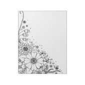 白と黒のドードルの花の写真 ノートパッド (回転)