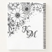 白と黒のドードルの花の写真 ノートブック (裏面)
