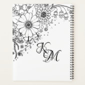 白と黒のドードルの花の写真 プランナー手帳 (裏面)