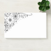 白と黒のドードルの花の写真 ポストイット (オフィス)