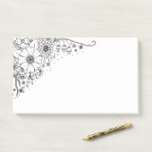 白と黒のドードルの花の写真 ポストイット (デスク)