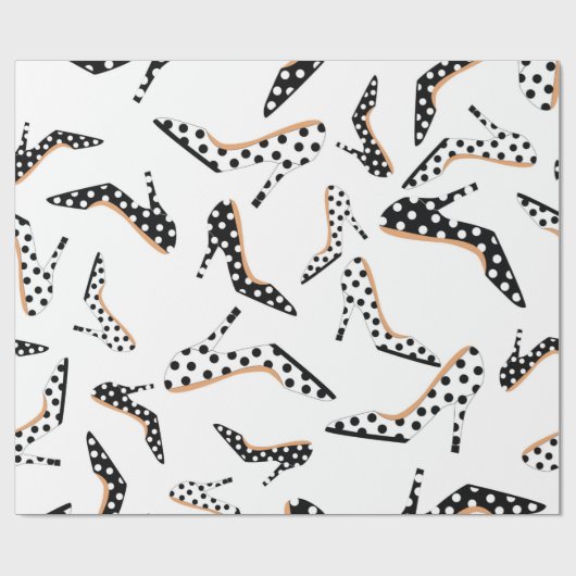 白と黒のハイヒール ラッピングペーパー (フラット)