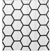 白と黒のハニカム シャワーカーテン (正面)