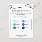 白と黒のハート結婚の服飾カラーパレット エンクロージャーカード (正面)