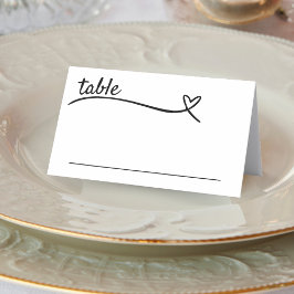 白と黒のハート結婚の プレイスカード