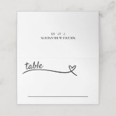 白と黒のハート結婚の プレイスカード (外部開封)