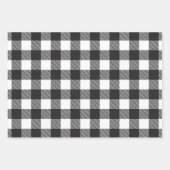 白と黒のバッファローの格子木のヒマワリ ラッピングペーパーシート (正面3)