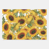 白と黒のバッファローの格子木のヒマワリ ラッピングペーパーシート (正面)