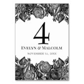 白と黒のバラのゴシック結婚ズ テーブルナンバー (裏面)