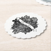 白と黒のバラのゴシック結婚ズ ペーパーコースター (アングル)