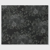 白と黒のバラゴシッ結婚クの包装紙 ラッピングペーパー (フラット)