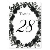 白と黒のバラ結婚ゴシックの表番号 テーブルナンバー (裏面)
