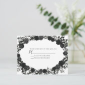 白と黒のバラ結婚ゴシックの返信カード ポストカード (スタンド正面)