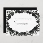 白と黒のバラ結婚ゴシックの返信カード ポストカード (正面/裏面)
