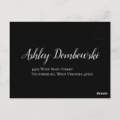 白と黒のバラ結婚ゴシックの返信カード ポストカード (裏面)