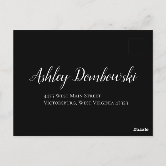 白と黒のバラ結婚ゴシックの返信カード ポストカード (裏面)