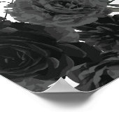 白と黒のバラ結婚ゴシック式のサイン ポスター (角)