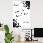 白と黒のバラ結婚ゴシック式のサイン ポスター (ホームオフィス)