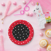 白と黒のバレンタインハートパターン ペーパープレート (パーティー)