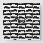 白と黒のパターンCitroen 2CV スクエア壁時計 (正面)