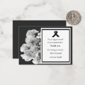 白と黒のパンジーの葬儀ありがとう ノートカード (正面/裏面インサイチュ)