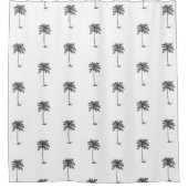 白と黒のパームのヤシの木 シャワーカーテン (正面)