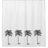 白と黒のパームのヤシの木 シャワーカーテン (正面)