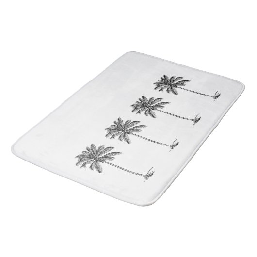 白と黒のパームのヤシの木 バスマット (アングル)