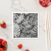 白と黒のパーム葉 スタンダードカクテルナプキン (インサイチュ)
