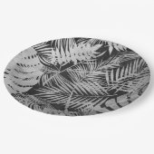 白と黒のパーム葉 ペーパープレート (アングル)