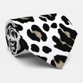 白と黒のヒョウ印刷 ネクタイ (ロール)