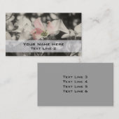 白と黒のピンク色のハナグマの花 名刺 (正面/裏面)