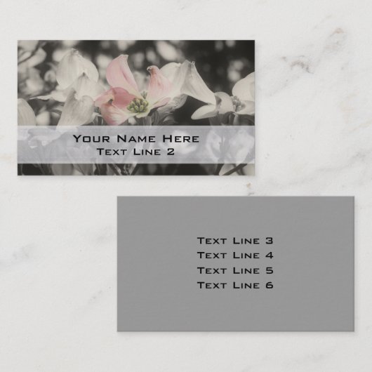 白と黒のピンク色のハナグマの花 名刺 (正面/裏面)