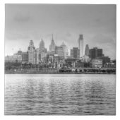 白と黒のフィラデルフィアのスカイライン タイル (正面)