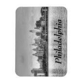 白と黒のフィラデルフィアのスカイライン マグネット (縦)