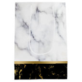 白と黒のフェイク大理石の組み合わせ ミディアムペーパーバッグ (裏面)