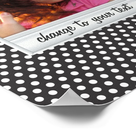 白と黒のフォトフレーム水玉模様 ポスター (角)