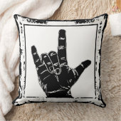 白と黒のフレームが大好きハンドサイングランジ- クッション (ブランケット)