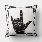 白と黒のフレームが大好きハンドサイングランジ- クッション (裏面)