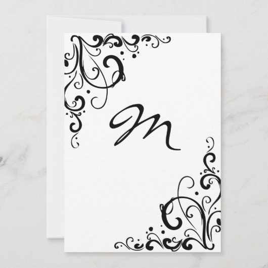 白と黒のフローシュ結婚式招待状 招待状 (裏面)